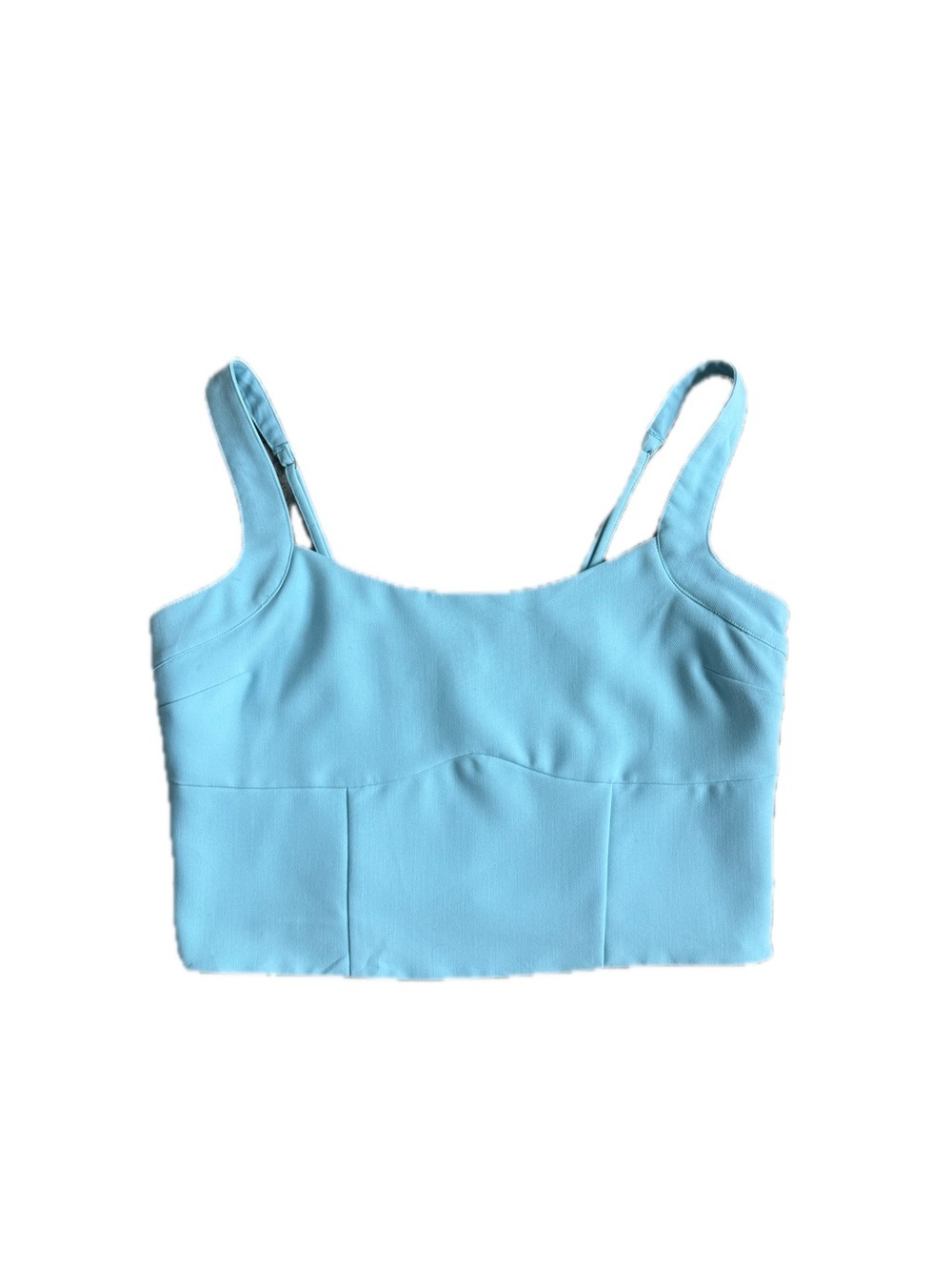 Abercrombie & Fitch Sky Blue Cropped Tank, Smocking Back With Zipper on Side - Picture 7 of 12